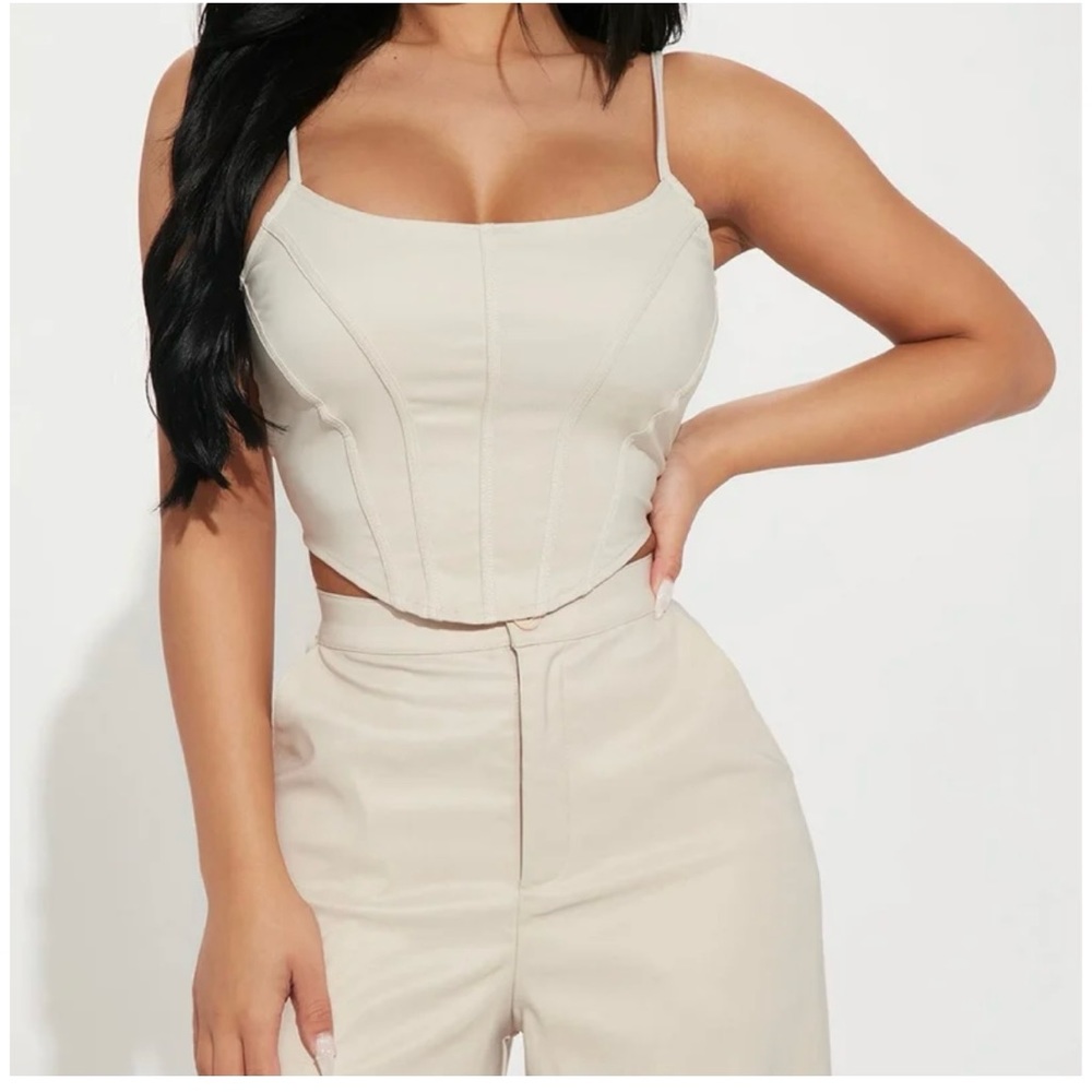 Satin Taupe Top&Pant Set NWT Size Medium